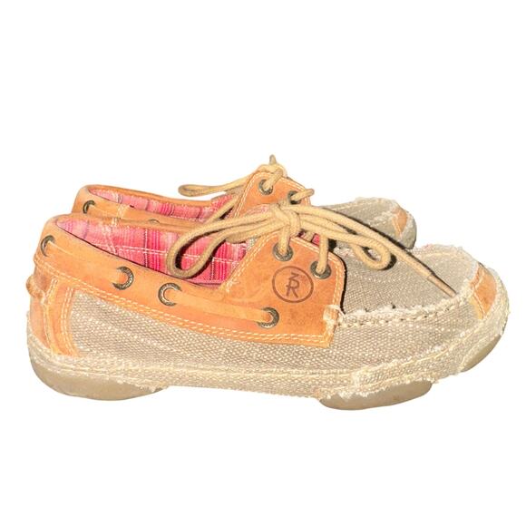 Tony Lama 3R Canvas Loafers Women's Size 6.5 B Beige Straw Leather Casual Shoes - Picture 4 of 8